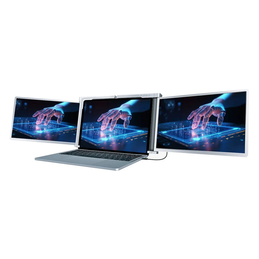 Powerology 13.3 Portable Dual Screen Laptop Moniter Silver - شاشة لابتوب محمولة مزدوجة الشاشة من مقاس 13.3 - 17.3 بوصة من باورولوجي فضي